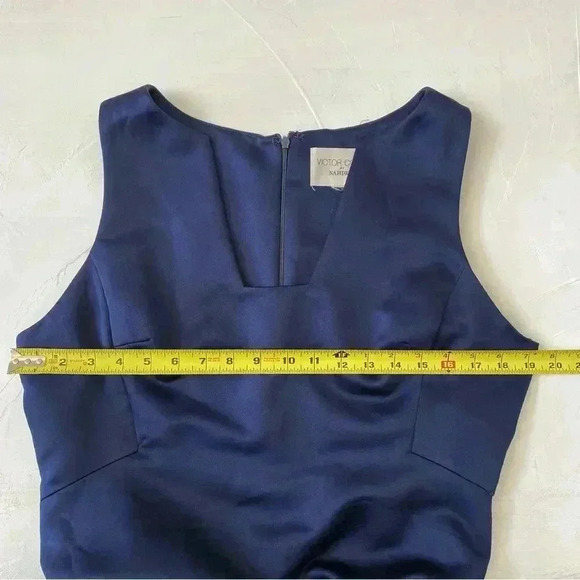 Vintage Victor Costa Navy Blue Ballgown Dress Iridescent Fit n Flare Size XL - Picture 7 of 10